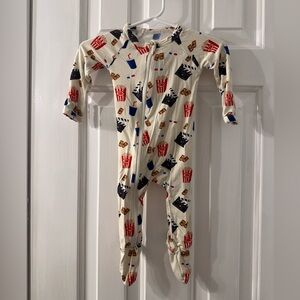 Kids Cream Snack Print Footie One-Piece